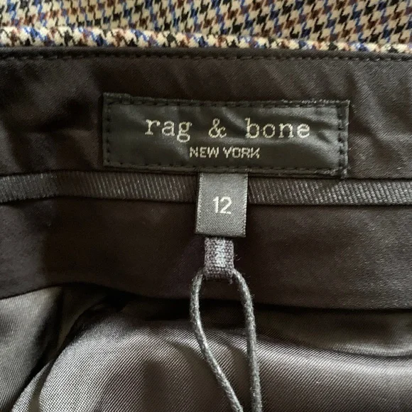 rag & bone Andi Full length Trouser High Waist Ankle Wide Leg /Color: Blue plaid - Picture 9 of 11